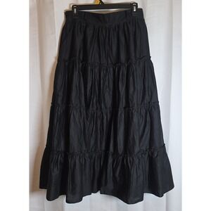 Jason Wu Women's Black Tiered Lined Midi Skirt  Boho Size M